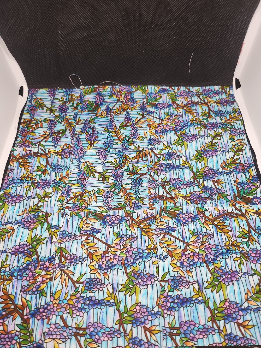 Blue Floral Vine Print Cotton 4.75 Inch 12 Pcs Fabric Squares Precut